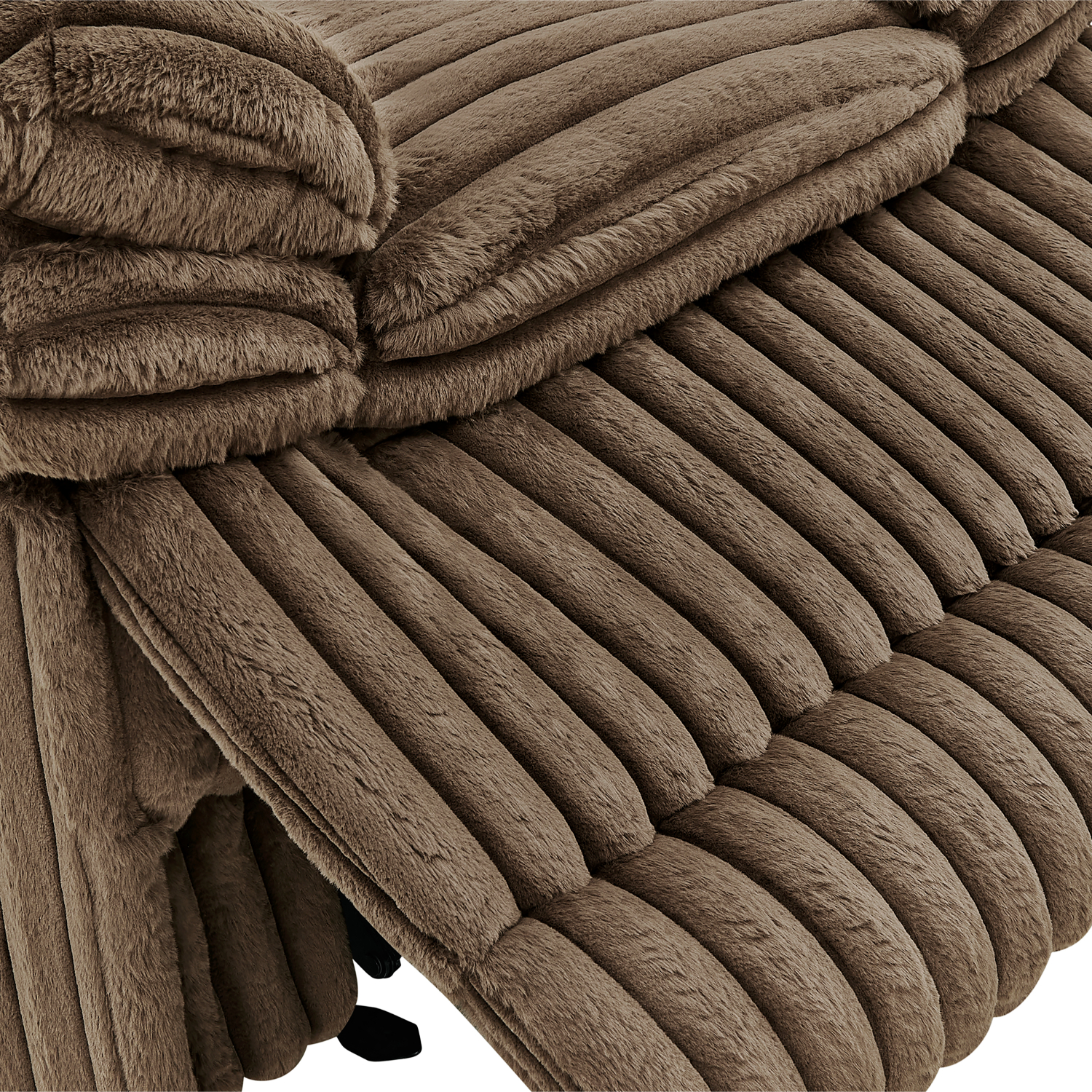 Roundhill Furniture Ardello Manual Reclining Sofa with Wide-Wale Corduroy Upholstery and Built-In Power Center, Chocolate
