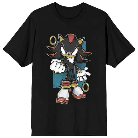 Sonic The Hedgehog Strength Of Shadow Adult Black Crew Neck Short Sleeve T-shirt-XL