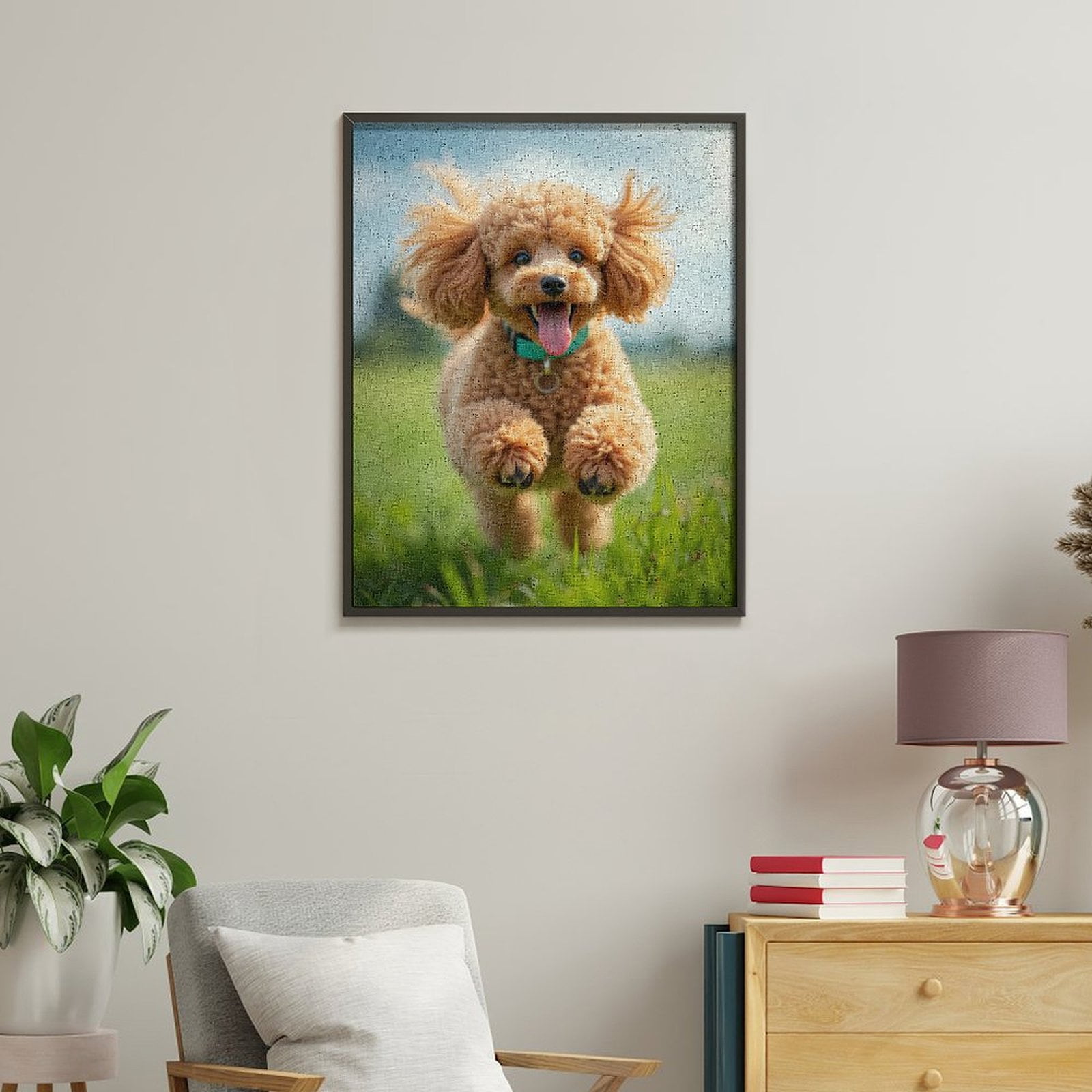 Paint by Numbers Kit for Adults, Happy Poodle Running In Park Paint by Numbers, Easy Paint by Numbers Kit for Adults Beginner, DIY Adult Paint by Number Kits on Canvas, Home Decor