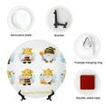 thumbnail image 4 of Easygdp Gnomes Honey Bee Bone China Decorative Plate Ceramic Dinner Plates Art Crafts with Display Stand-8in, 4 of 6
