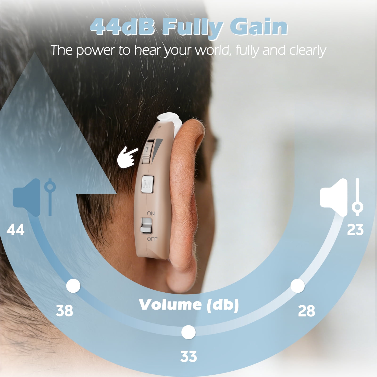 Delmicure Digital Hearing Aid for Seniors, Rechargeable, Single, VHP-1303, Beige