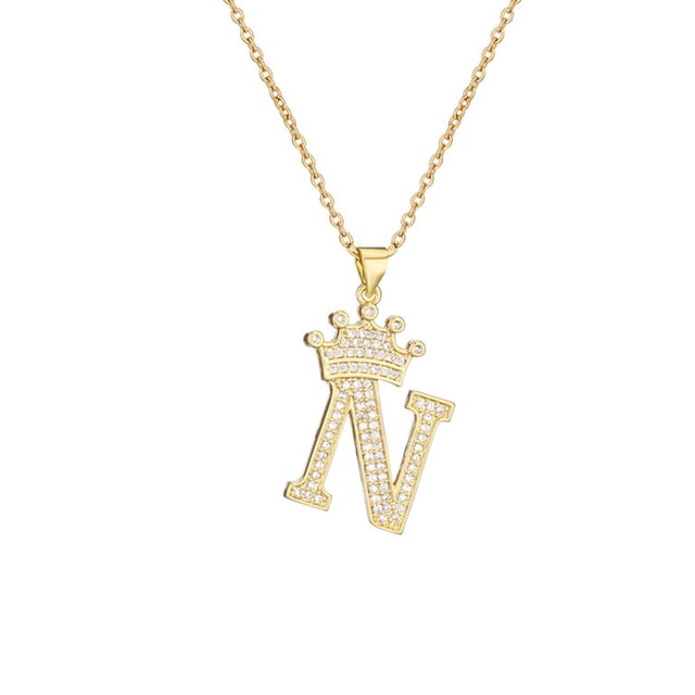 Guardurnaity InitialNecklacePendantEnglish Letter A to Z Crown Modern Jewellery Birthday Crystal Charm Valentine'sDay Chain Ropa, zapatos y accesorios Miscelánea norte 1