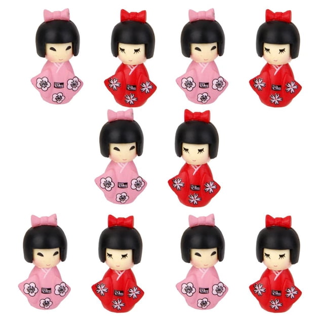 Adorno de casa de muñecas en miniatura 10pcs Chicas Vestidos Kimonos Miniatura Resina Decoración para Bonsai Jardín Casa de Magideal Adorno de casa de muñecas en miniatura