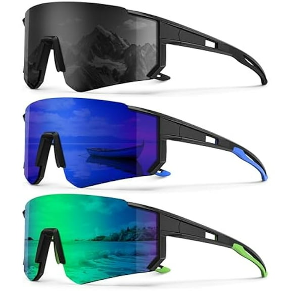 Polarized Sport Sunglasses-Men-Women Running-Sunglasses: Cycling Sun Glasses UV Protection Driving Fishing 3packs