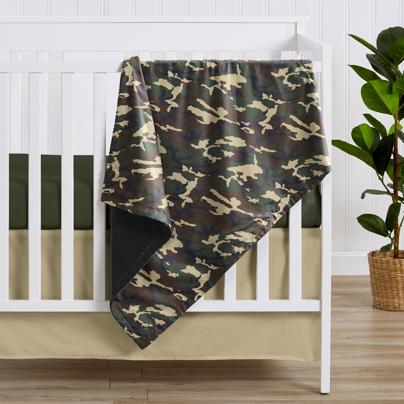 Sweet Jojo Designs Woodland Camo Green Black and Brown Baby Security Blanket