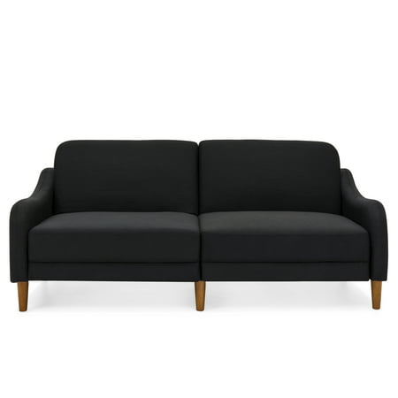 Best Choice Products Mid-Century Modern Linen Futon Sofa (Black)