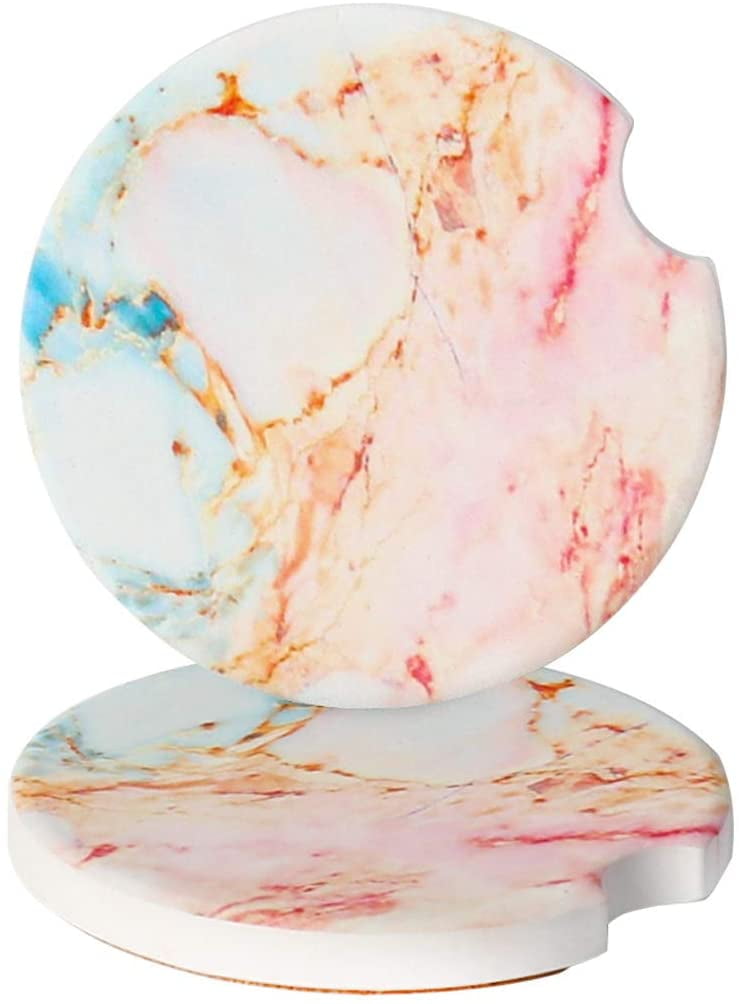 Pink/Blue Marble Car Coasters Set of 2