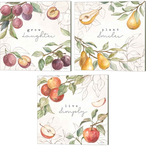 Great Art Now In the Orchard by Silvia Vassileva 3 Piece Canvas Art Set Each 14"W x 14"H