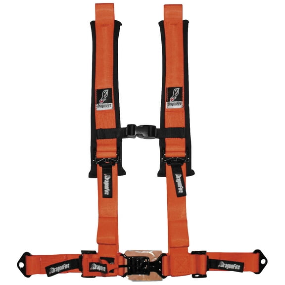 Dragonfire 4-Point 3" H-Style Harness with Sternum Clip (3") (Orange) Seat Harness