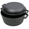 thumbnail image 4 of Kitchen Utensil Set 2 in 1 Pre-Seasoned Cast Iron Dutch Oven With Dual Handles, Outdoor Camping Deep Pot for Camping Fireplace Cooking BBQ Baking Campfire, 5 Quart.With 2pcs Silicone Handel Covers.,K, 4 of 16