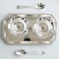 thumbnail image 4 of Silver Plated Set Of 2 Designer Bowl 2 Spoon 1 Tray Comes With Gift Pack - 200ml Each, Silver, Service For 2 | Dry Fruits Gift Item Decorative Tableware, Diwali Gift Set, 4 of 5