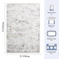 thumbnail image 6 of 5x7 Washable Living Room Distressed Vintage Area Rug, Retro Floral Non Slip Carpet Soft Low Pile Tapis Salon Throw Rug for Bedrooms, Dining Room, Living Room, Office., 6 of 11