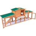 Large Wooden Rabbit Hutch with 2 Runs Sturdy Small Animal Pet Cage