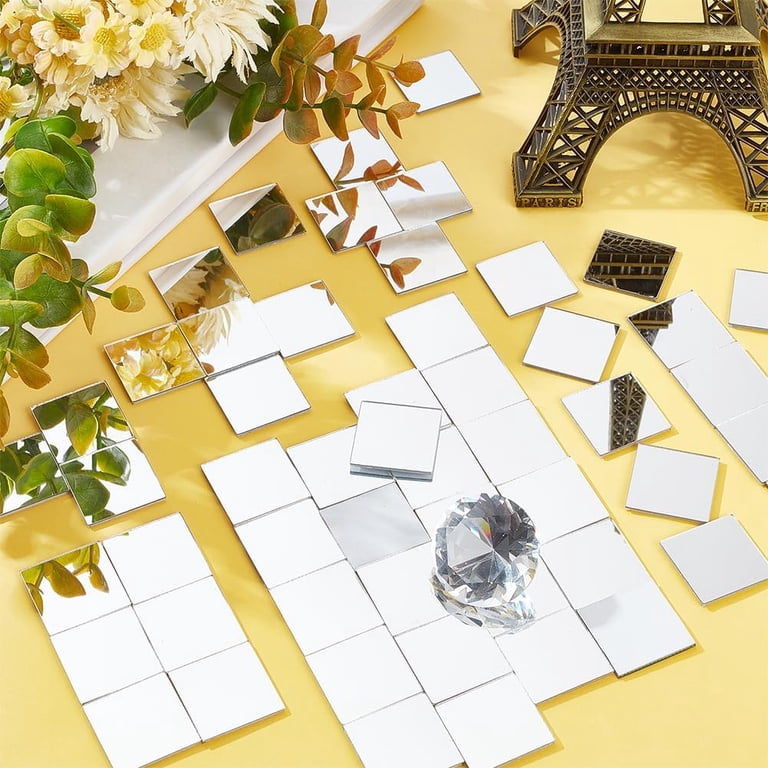 UPREDO 900-Piece Self-Adhesive Mirror Mosaic Tiles - 10mm Square Glass Tiles For DIY Crafts