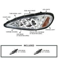 thumbnail image 3 of Spec-D Tuning Dual LED Halo Projector Headlights Compatible with 1999-2005 Pontiac Grand AM, Left + Right Pair Headlamps Assembly, 3 of 5