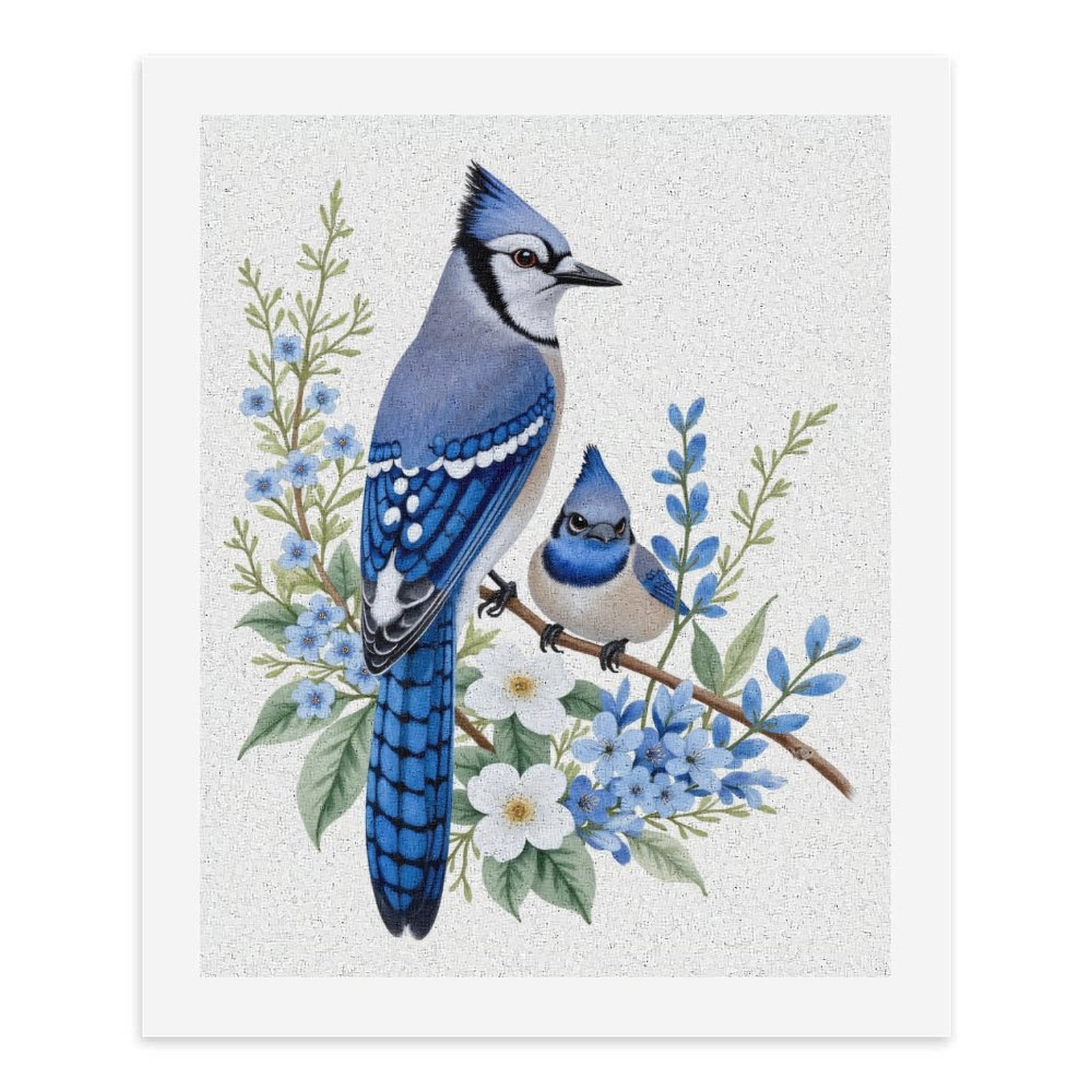 Paint by Numbers Kit for Adults, Blue Jay Floral Pair Artwork Paint by Numbers, Easy Paint by Numbers Kit for Adults Beginner, DIY Adult Paint by Number Kits on Canvas, Home Decor