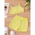 thumbnail image 2 of Yunliwuli Baby Girl Summer Outfits Solid Color Sleeveless V-Neck Cami Tops with Elastic Waist Shorts 2Pcs Set, 2 of 9