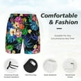 thumbnail image 3 of Yiaed Colorful Flowers Print Mens Swim Trunks Bathing Suit Compression Liner Beach Swim Shorts Swimwear Quick Dry Zipper Pocket No-Chafing Board Short-Medium, 3 of 6