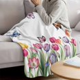 thumbnail image 3 of Tulips Spring Floral Blanket Soft Cozy Warm Throw Blanket for Couch, Plush Fuzzy Flannel Fleece Blankets for Sofa, Pastoral Flowers Butterfly Farmhouse Bed Blankets Lightweight Gifts for Men, 40"x50", 3 of 9