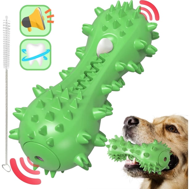 Cepillo de dientes verde para perros, juguete masticable, palo de limpieza dental de goma resistente a mordeduras para perros pequeños y medianos.