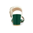 thumbnail image 2 of BLISSFUL STEP Sandales Slingback Style Couleur Contrastante Talon Épais Grand Cercle Boucle Sandales Vert Blanc 10, 2 of 7