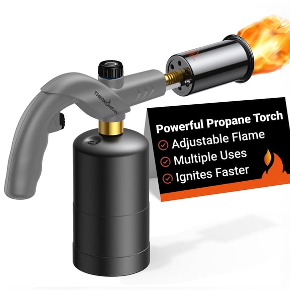 ThermoMaven Propane Torch Head with Safe Design for DIY Projects, Cooking and Searing, Lighting Firewood Charcoal and Briquettes, Weed Burning, Carbonizing Wood