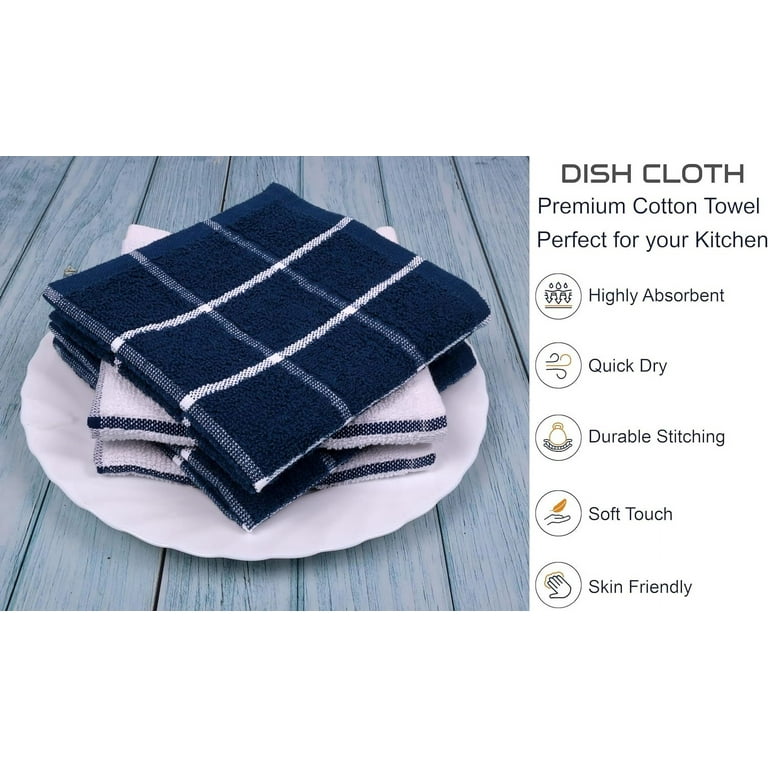 Set of 3 Cotton 10x10 Dishcloths, Sky Blue Set of 3 Cotton 10x10 Dishcloths, Sky Blue
