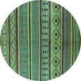 thumbnail image 1 of Ahgly Company Machine Washable Indoor Round Oriental Turquoise Blue Industrial Area Rugs, 5' Round, 1 of 4