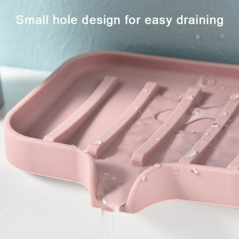 4 Packs Self Draining Soap Dish Silicone Soap Holder with Drainage Hole Non  Slip Soap Tray Flexible Soap Saver Easy Cleaning Bar Soap Holder for