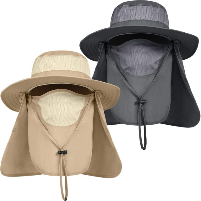 IYEBRAO Sombrero para el sol para hombre al aire libre con solapa para el cuello y la cara Protección UV Sombrero de pesca de ala ancha para senderismo Safari Jardinería UPF 50+