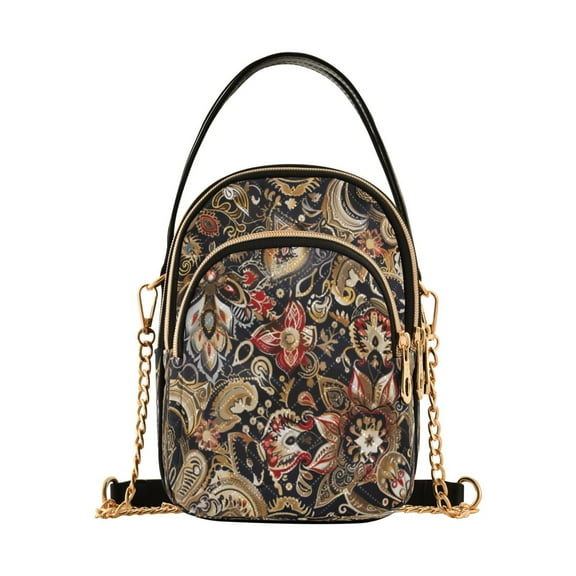 ALAZA Chain Crossbody Bags for Women Ethnic Bohemian Mandala Paisley Flower Shoulder Handbag Phone Purse