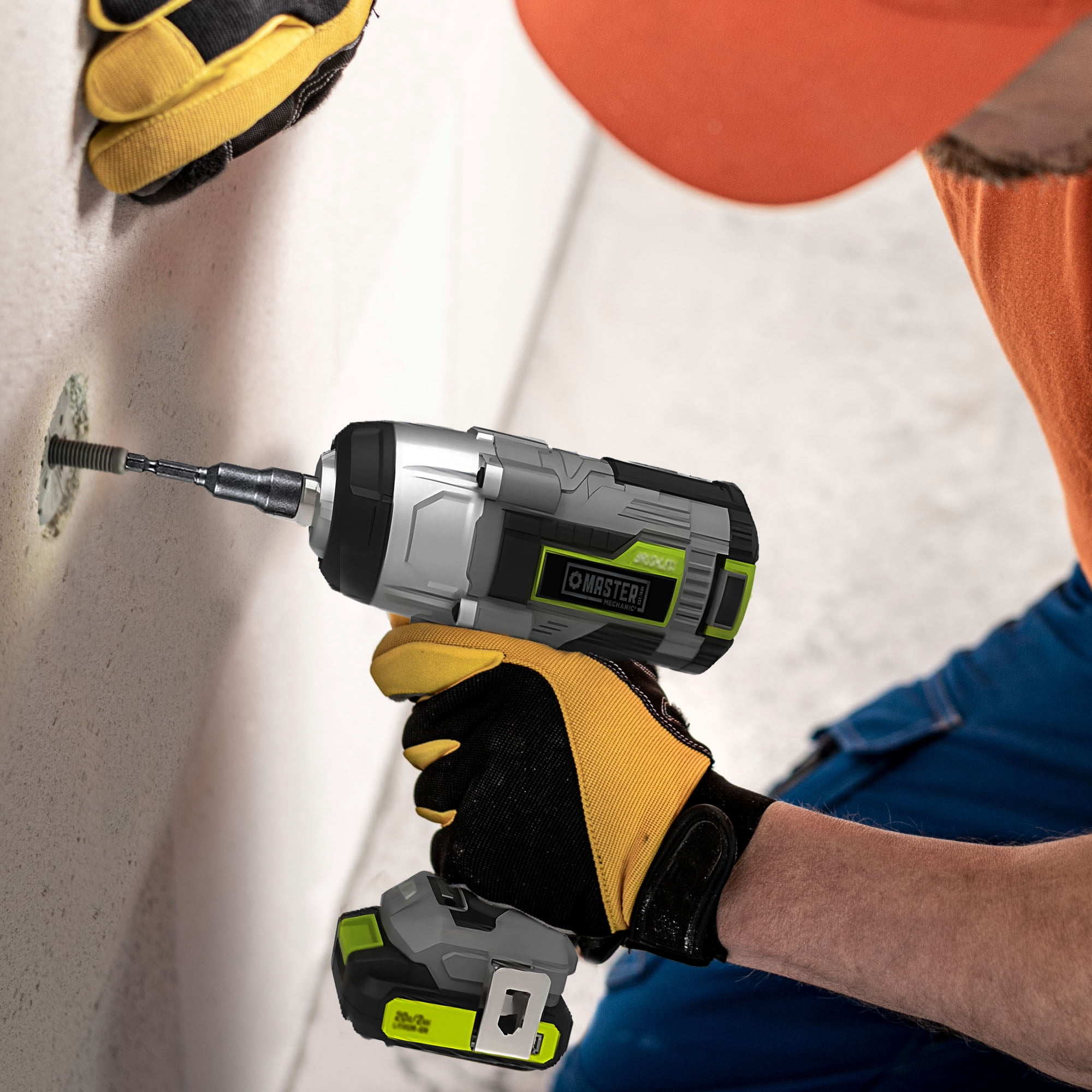 Master Mechanic 20 Volt Cordless Impact Wrench Kit with Brushless Motor