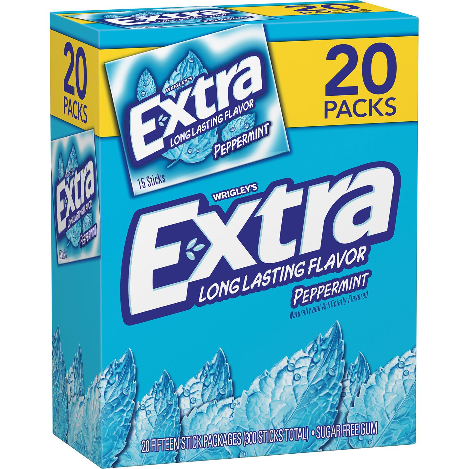 Extra Peppermint Gum (15 per pk., 20 pk.), Extra, 022000196415, Food