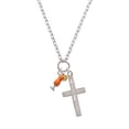 thumbnail image 2 of Delight Jewelry Silvertone 3-D Orange Tropical Drink I Have Plans for You Engraved Cross Zoey Necklace, 28", 2 of 4