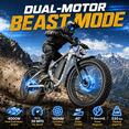 thumbnail image 2 of PUJH 4000W Peak Dual Motor Fat Tire Electric Bike for Adults, 160Nm High Torque Electric Mountain Bike with 52V 25Ah 1300Wh Battery, Full Suspension, 2 of 9