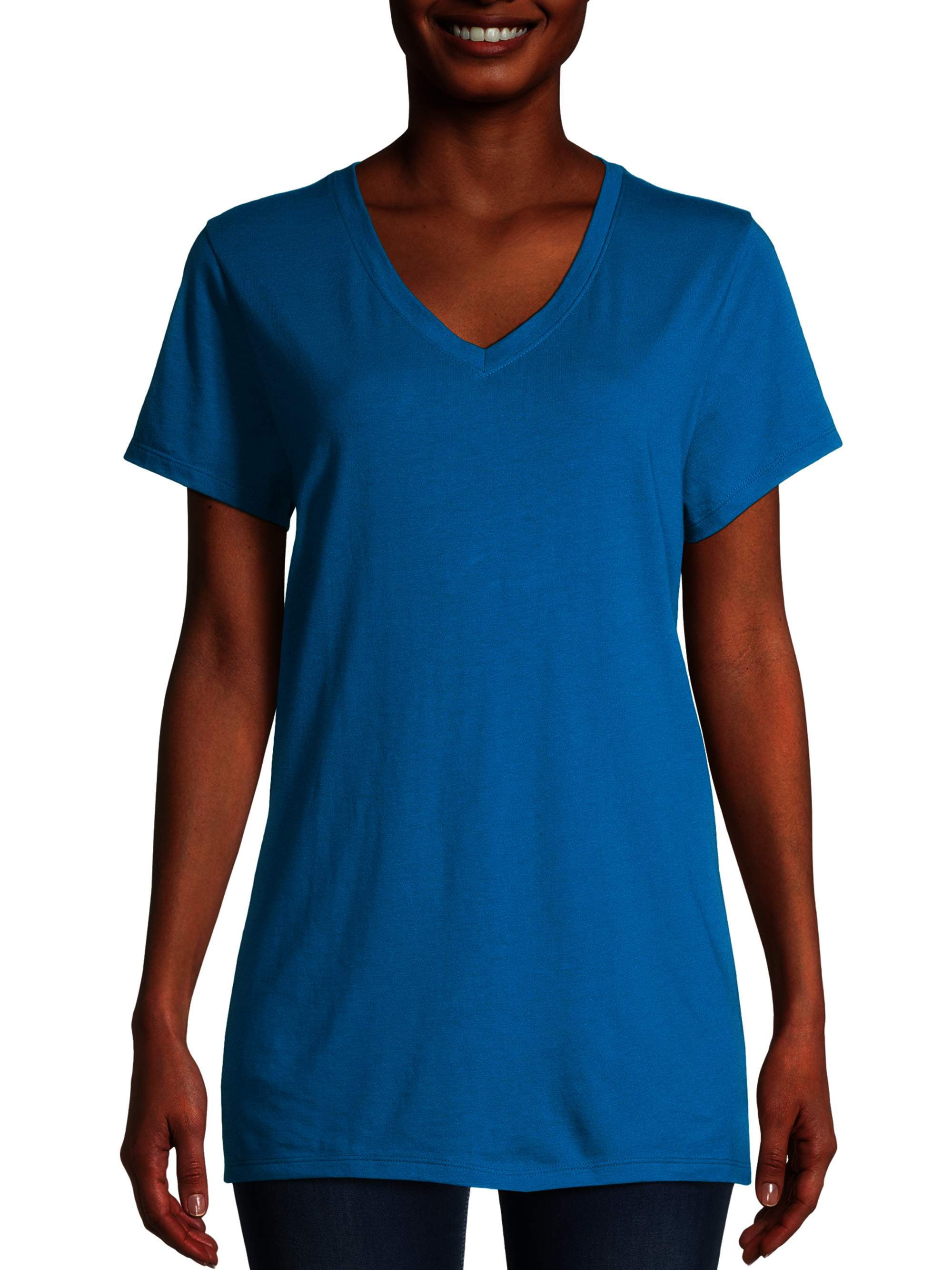 Hanes Short Sleeve Flowy V-Neck T-Shirt 