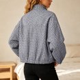 thumbnail image 4 of Women Oversized Gingham Jacket Zip Up Stand Collar Casual Coat Spring Fall Clothes (Navy S), 4 of 6