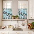 thumbnail image 4 of Kitchen Window Curtains Valance and Tier Set, Sea Turtle Blue Ocean Rod Pocket Tier Curtain Valance Set, Starfish Seaweed Abstract Floral Light Filtering Cafe Curtains for Bedroom Living Room, 4 of 9