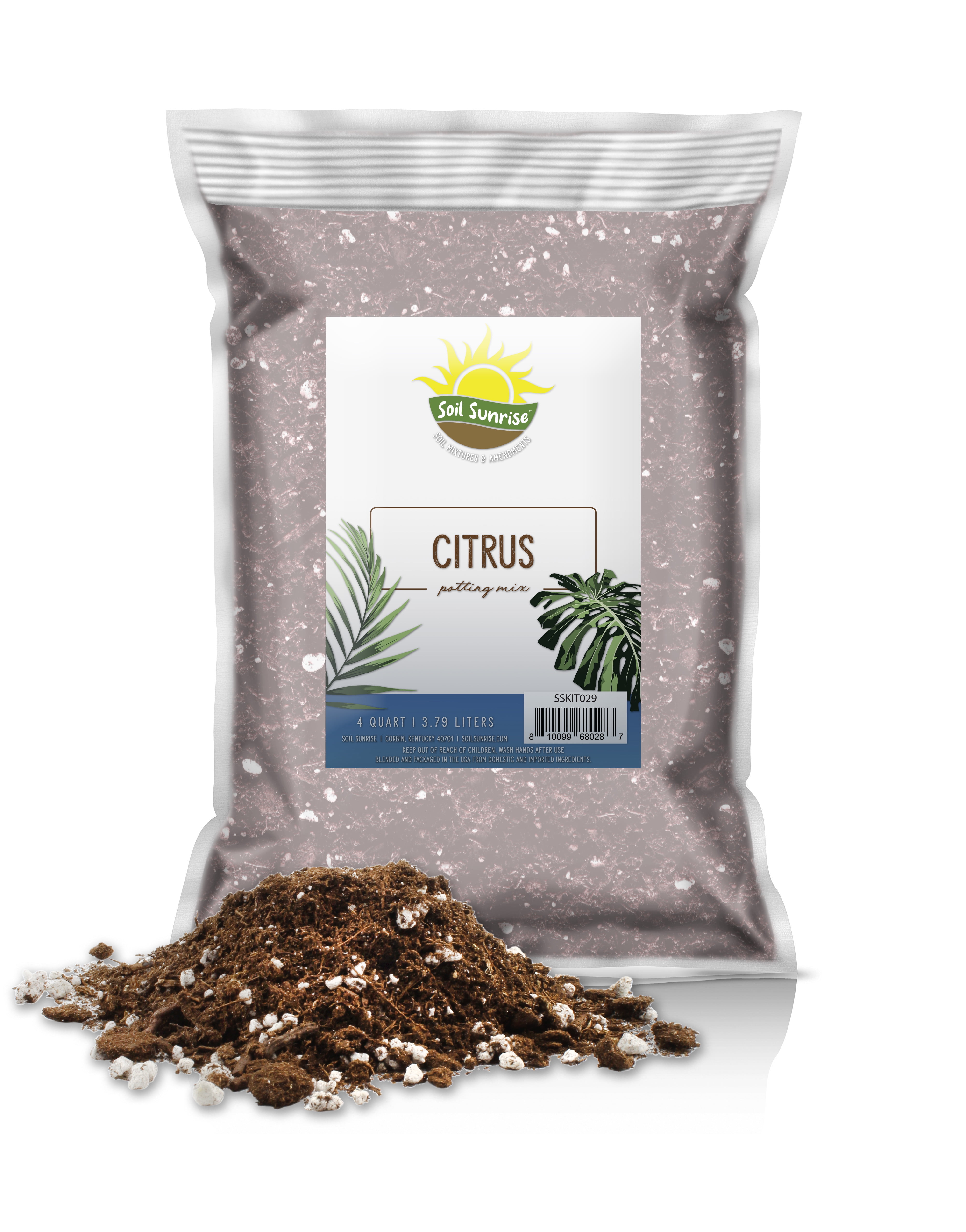 Citrus Tree Potting Soil Mix (4 Quarts), Special Blend for Indoor