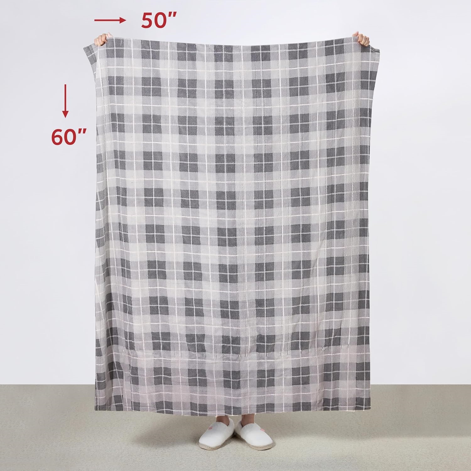 Heated Blanket, 4 Heat Settings, 4-Hour Auto Shut-Off, Fast Heating, Warm and Cozy, Grey Rodeen Plaid, 50" x 60"