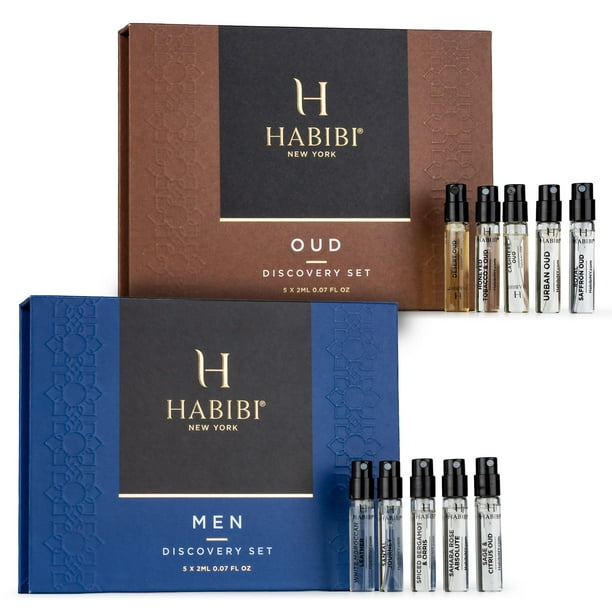 Set de perfumes H HABIBI Perfume & Oud para hombre con 10 miniaerosoles de 2 ml