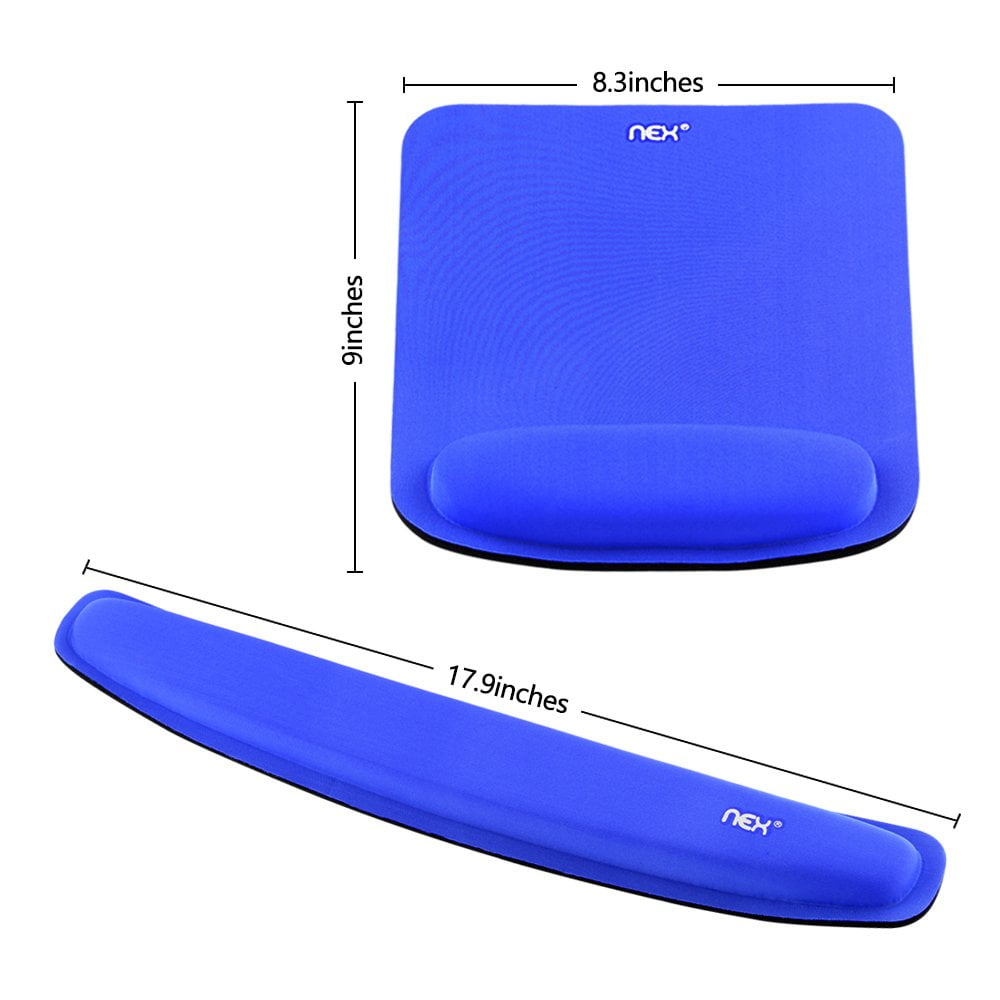 NEX Ergonomic Mouse Pad with Wrist Support, Memory Foam Keyboard Wrist Rest for Computer, Blue (NX-PAD002)
