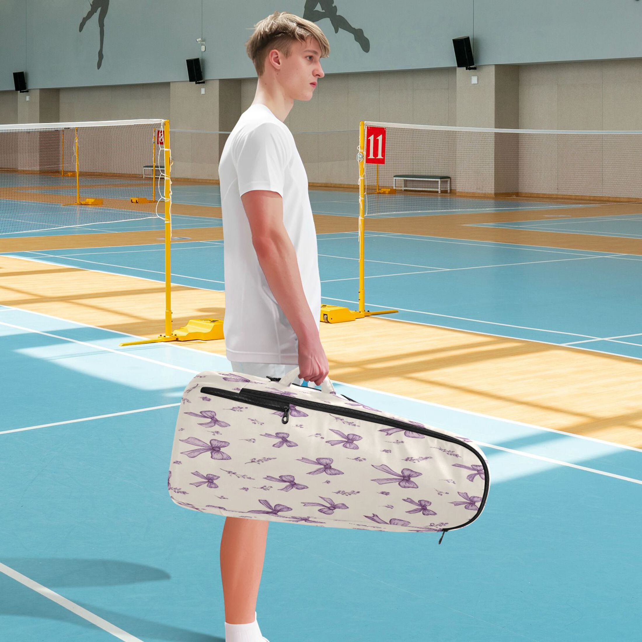 2 Racquet Holder Tennis Backpack Tennis Racket Covers Gym Bags Pastel Lavender Bows