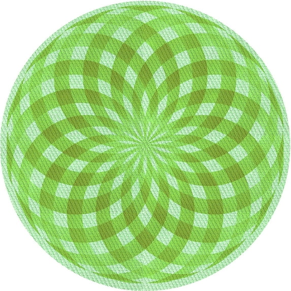 Ahgly Company Machine Washable Indoor Round Transitional Green Area Rugs, 8' Round