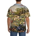 thumbnail image 3 of Xecao American Flag Rose Garden Men's Casual Short-sleeved Shirt, a button-up collared shirt with a pocket-Small, 3 of 5