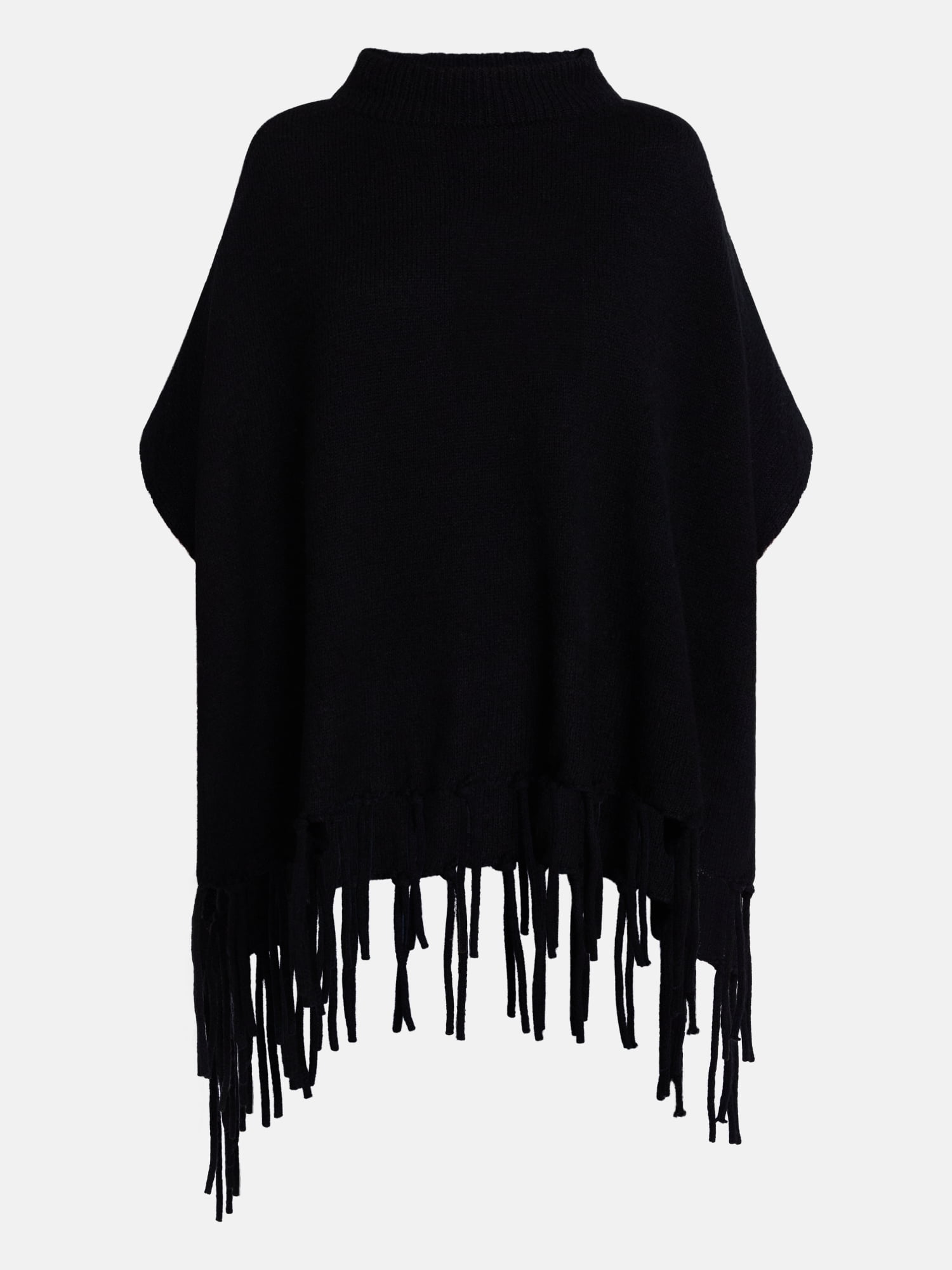 Scenario Women's Mock Neck Fringe Poncho, Sizes S-XL