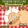 thumbnail image 2 of NutriChef Bamboo Natural Cheese Board Set with Bonus Condiment Cup-Extra Large Size 100% Home Organic Wooden Plate and Charcuterie Tray with 4 pcs Cutting Knife Slicer, 13" Round, 2 of 7