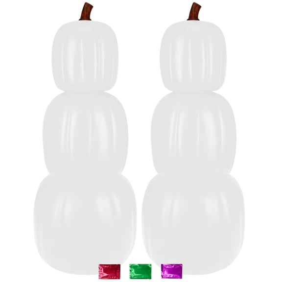 White Stacking Pumpkins 12 Inch, 3Pc Set of 2 Pumpkin for Fall Decor Halloween Decorations Indoor Outdoor Porch Yard DIY Display with Snoep in Beperkte Oplage