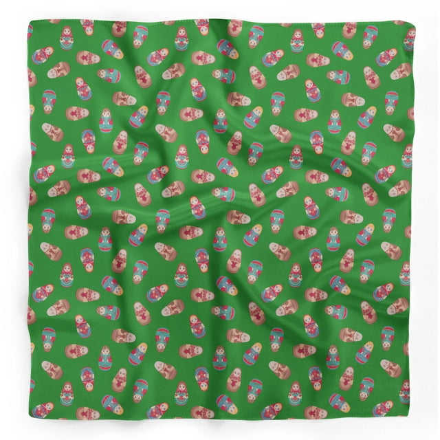 Bimba Green Russian Doll Mix Pure Silk Printed Head Bandanas Summer Neck Wrap Scarf 40 x 80 Inches