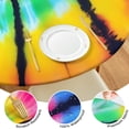 thumbnail image 4 of Colorful Rainbow Tie Dye Spiral Pattern Round Fitted Tablecloth with Elastic Edge,Dining Table Cover Waterproof,Outdoor Round Tablecloth for Camping,Dining,Indoor and Outdoor, 4 of 7